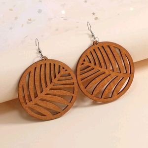🍉5 for $25* BIG Wooden Leaf Drop Earrings